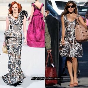 Oscar de la Renta silk floral. Fall 2010 runway collection as seen on Eva Mendes